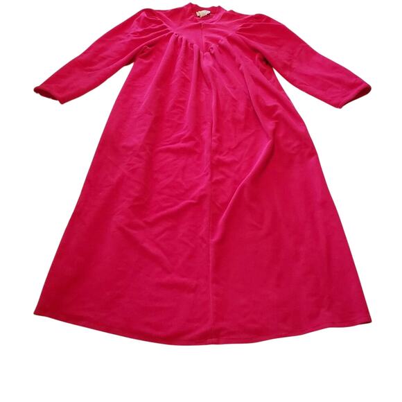 2/$30 Vintage 80's Vanity Fair Red Velour Zippered House Coat Lounge Size S - Picture 1 of 10